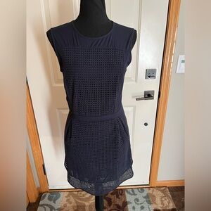 Women’s A/X Armani Exchane blue eyelet sleeveless cotton lined dress. Size 4